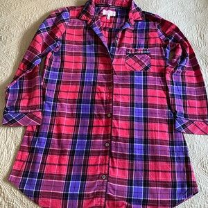 Victoria's Secret Pink and Purple Button Down Nightshirt